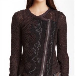 Free People Loose Knit Zip Up Sweater